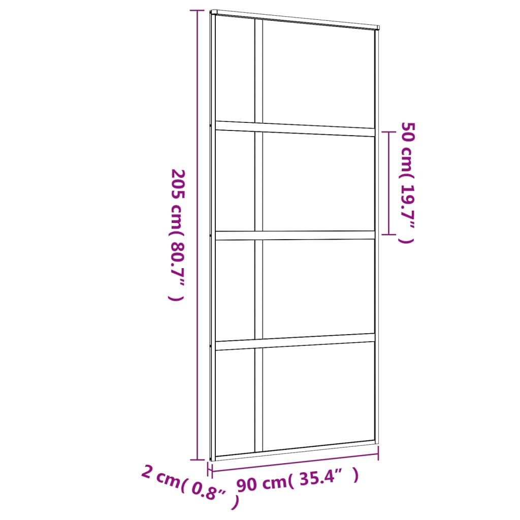 vidaXL liuguks, kuldne, 90x205 cm, läbipaistev ESG-klaas ja alumiinium