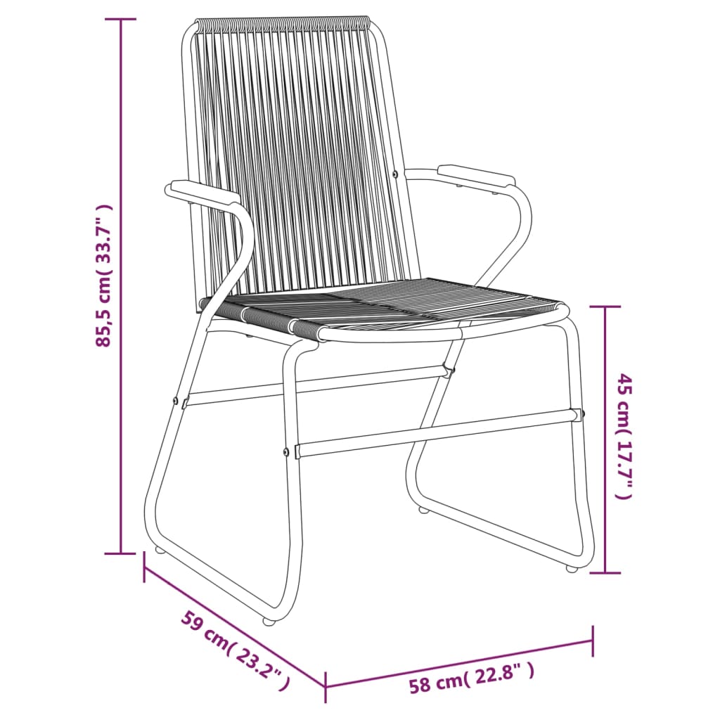 vidaXL 7-osaline aiamööbel, must, PVC-rotang