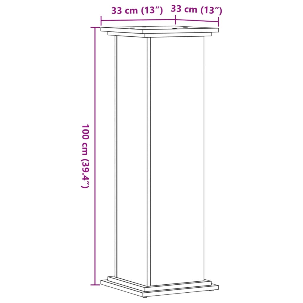 vidaXL taimealus, hall Sonoma tamm, 33 x 33 x 100 cm, tehispuit