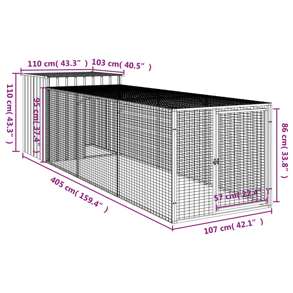 vidaXL kanapuur aedikuga, helehall, 110x405x110 cm, tsingitud teras