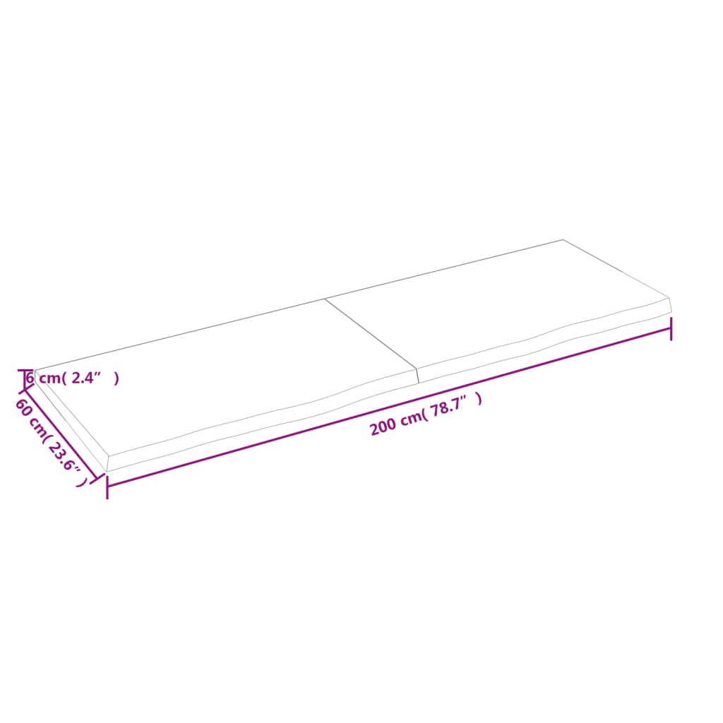 vidaXL seinariiul, tumepruun, 200x60x(2-6) cm, töödeldud tammepuit