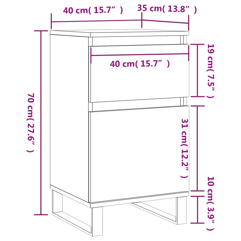 vidaXL puhvetkapid 2 tk, must, 40 x 35 x 70 cm, tehispuit