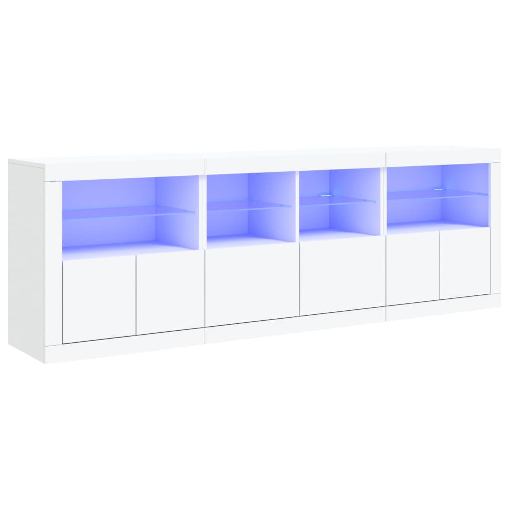 vidaXL puhvetkapp LED-tulega, valge, 202 x 37 x 67 cm