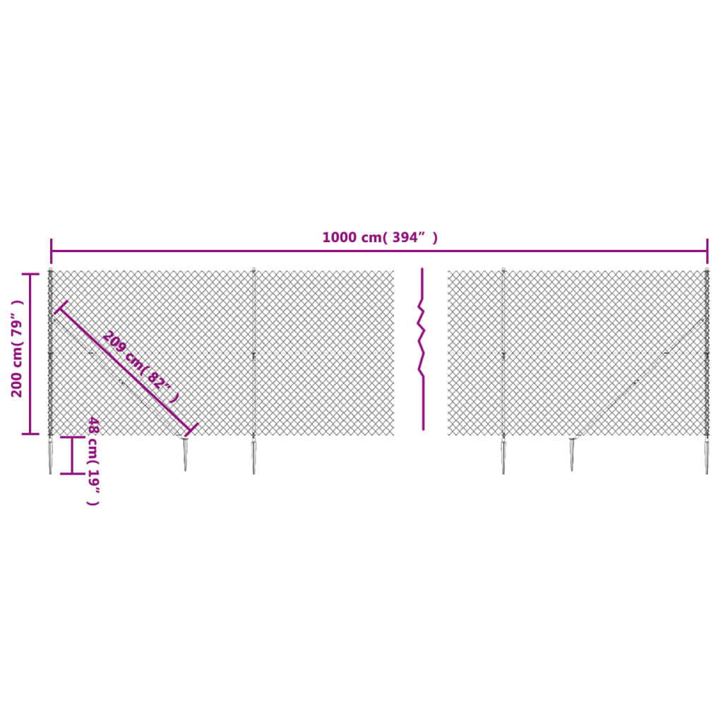 vidaXL võrkaed vaiadega, roheline, 2 x 10 m