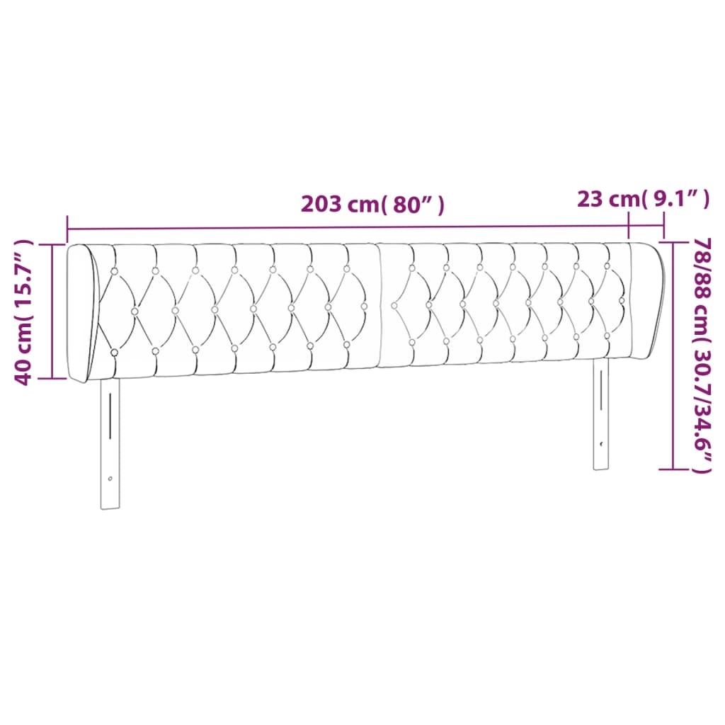 vidaXL voodipeats servadega, tumehall, 203x23x78/88 cm, samet