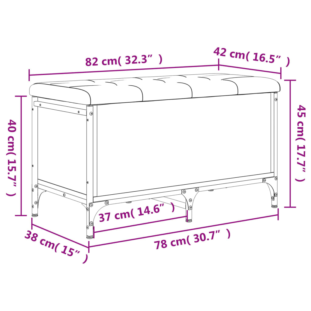 vidaXL hoiupink, Sonoma tamm, 82 x 42 x 45 cm, tehispuit