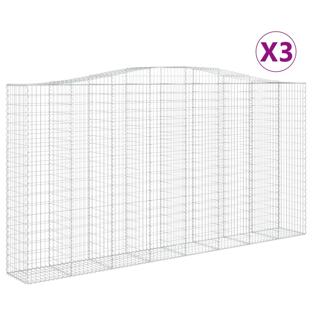 vidaXL kaarekujulised gabioonkorvid 3 tk, 400 x 50 x 200/220 cm, raud