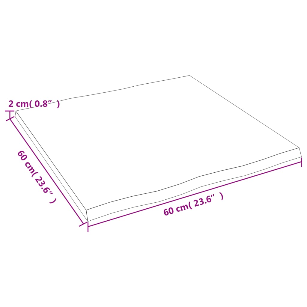 vidaXL lauaplaat, helepruun, 60x60x2 cm, töödeldud tammepuit