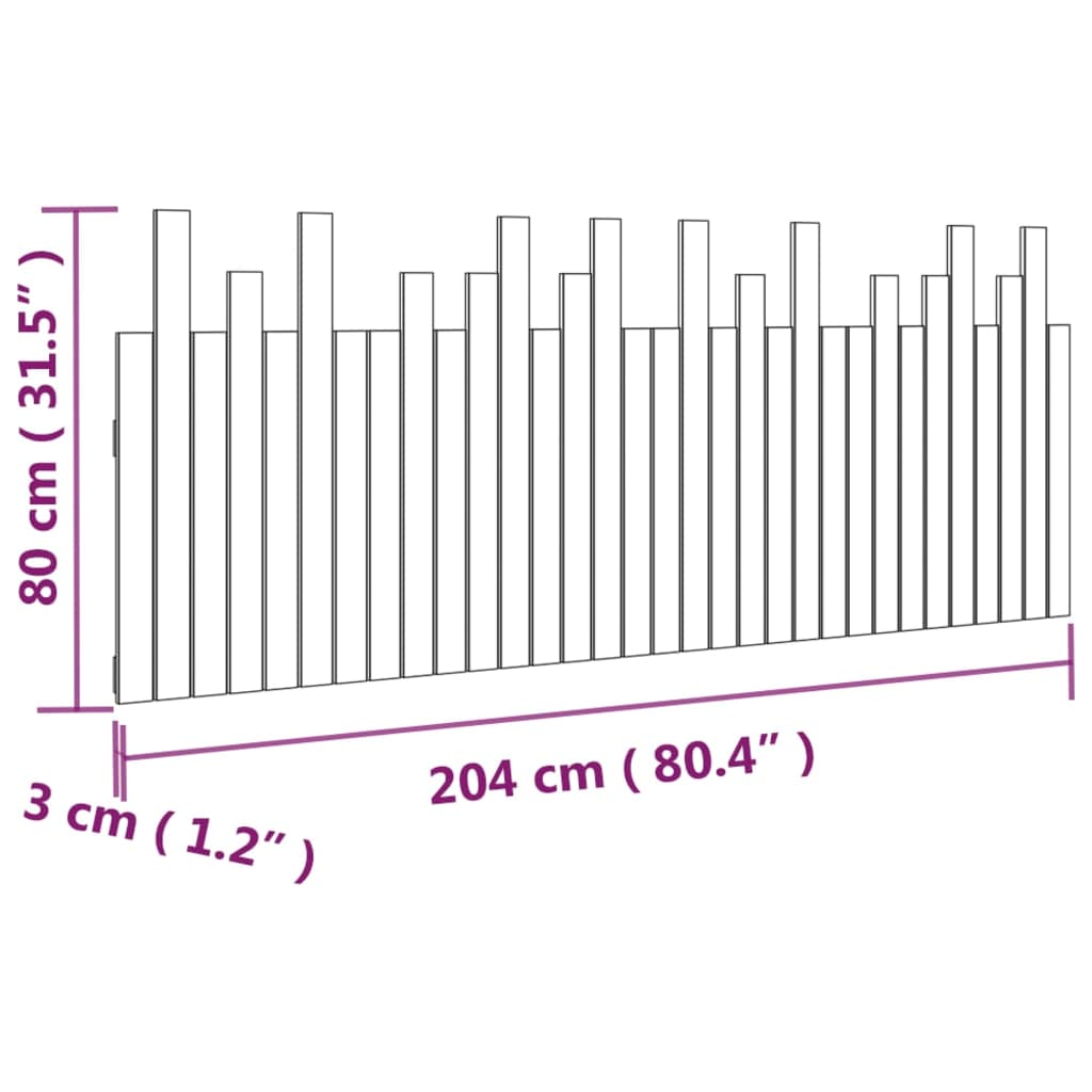 vidaXL seinale kinnitatav voodipeats, valge, 204x3x80 cm, männipuit