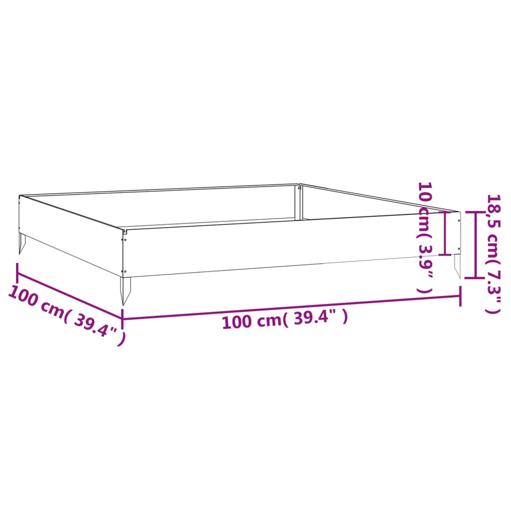 vidaXL taimekast, 100 x 100 x 18,5 cm, Corten-teras