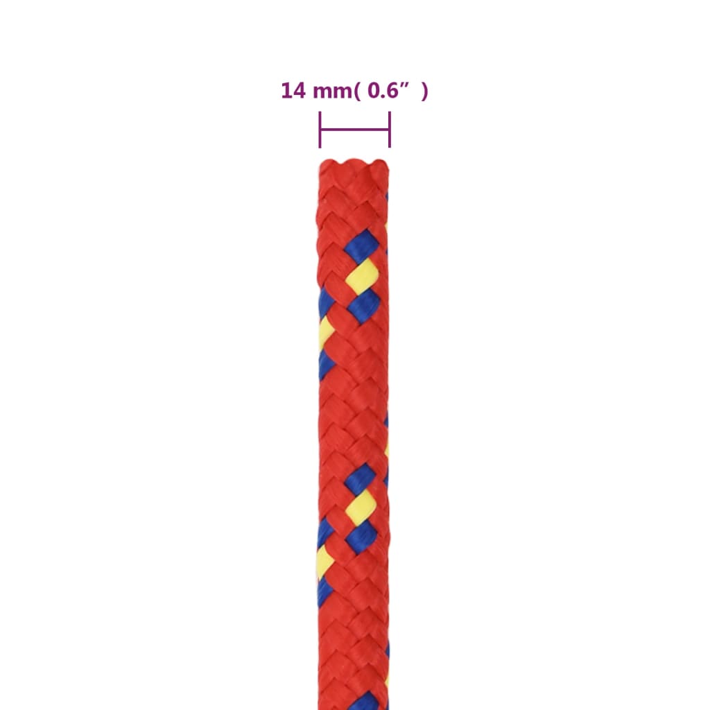 vidaXL paadiköis, punane, 14 mm, 25 m, polüpropüleen