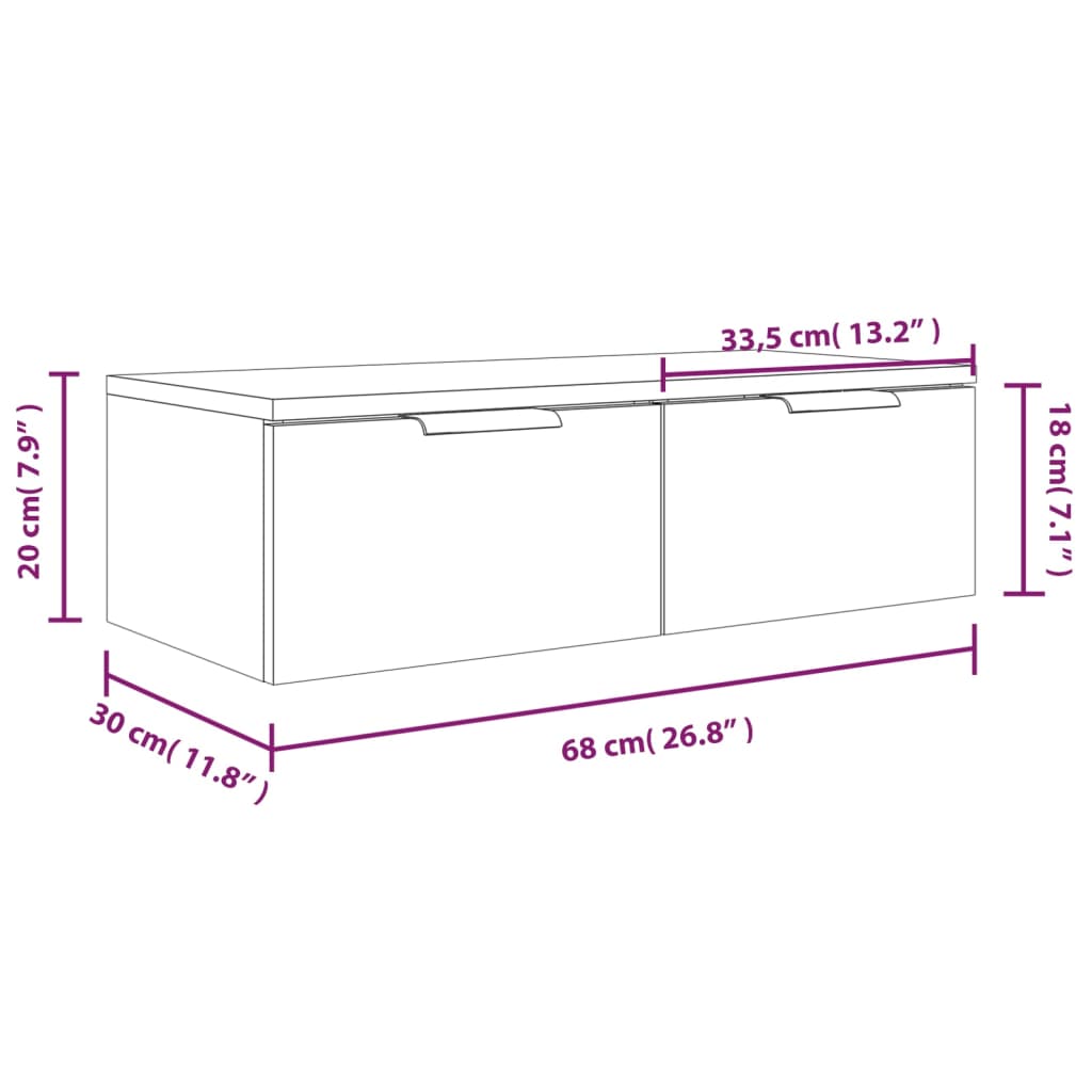 vidaXL seinakapp, suitsutatud tamm, 68 x 30 x 20 cm, tehispuit