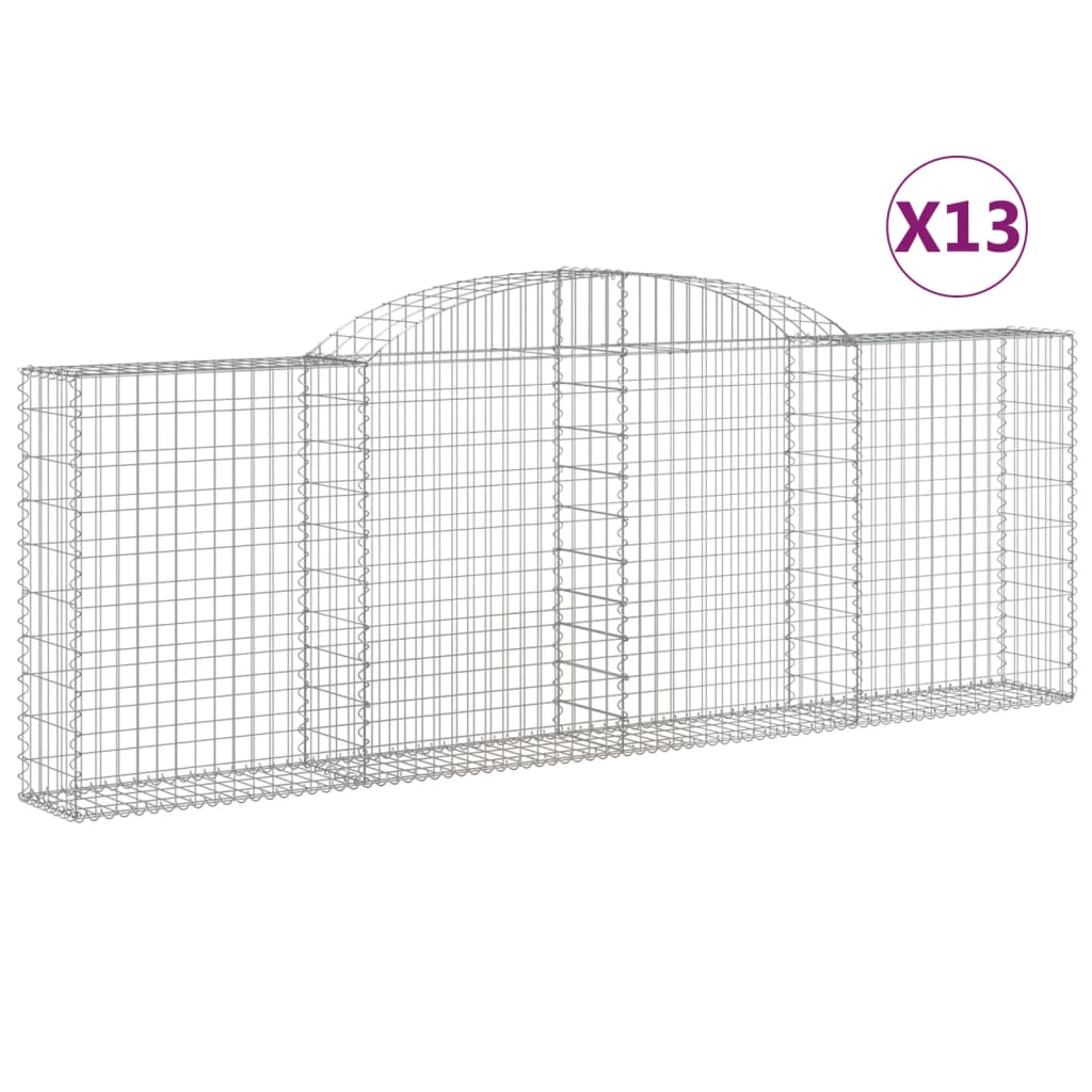 vidaXL kaarekujulised gabioonkorvid 13 tk, 300x30x100/120 cm, raud