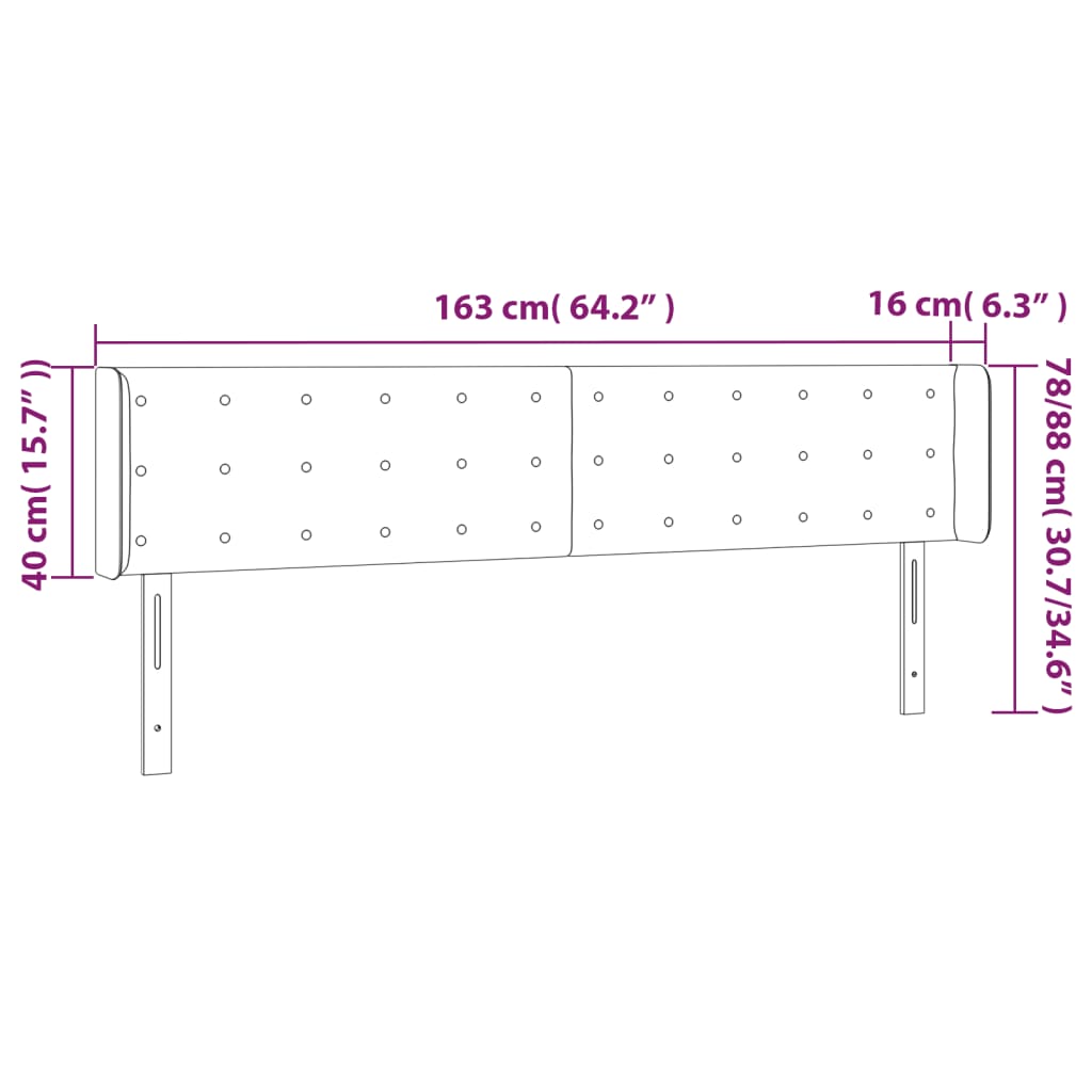 vidaXL LED-voodipeats, helehall, 163x16x78/88 cm, kangas