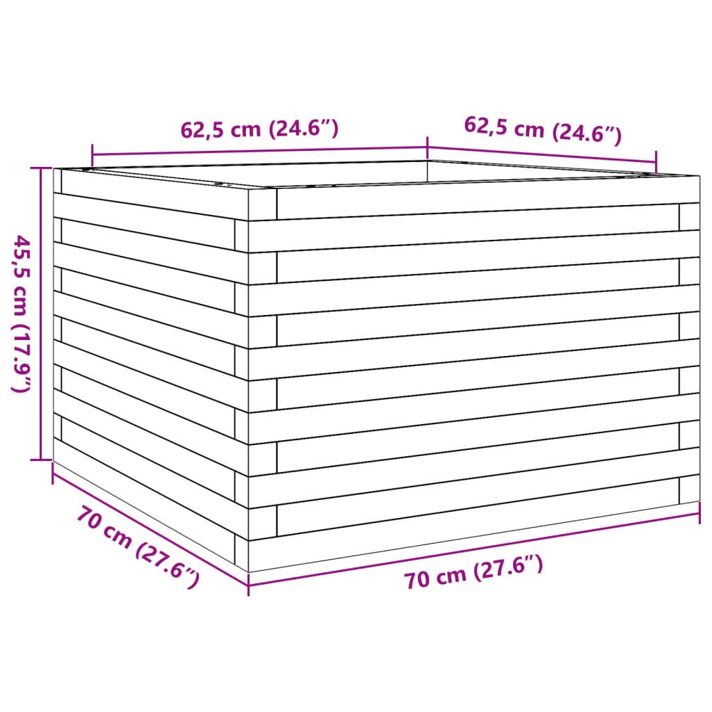 vidaXL aia taimekast, 70x70x45,5cm, immutatud männipuit