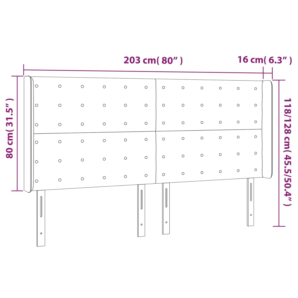 vidaXL voodipeats servadega, valge, 203x16x118/128 cm, kunstnahk