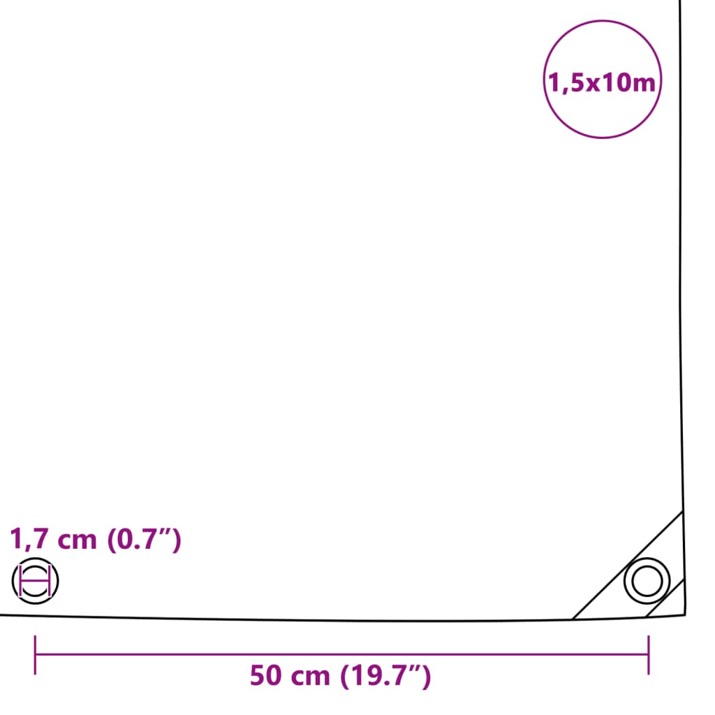 vidaXL present, 650 g/m² 1,5 x 10 m, valge