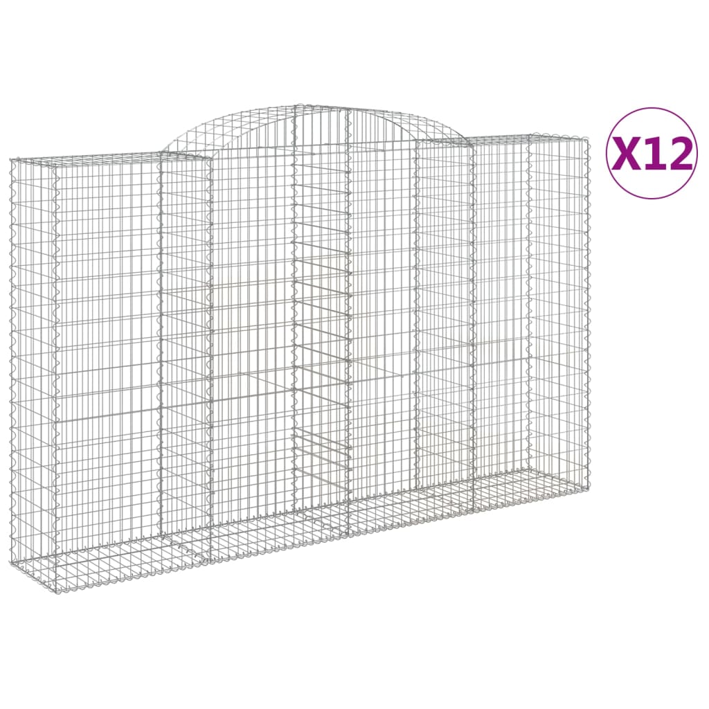 vidaXL kaarekujulised gabioonkorvid 12 tk, 300x50x180/200 cm, raud