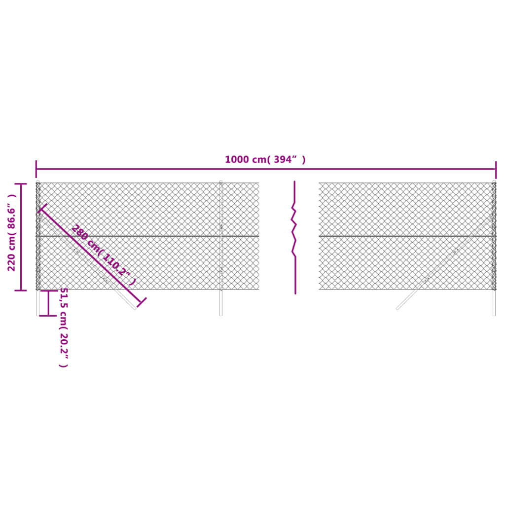 vidaXL võrkaed, antratsiithall, 2,2 x 10 m