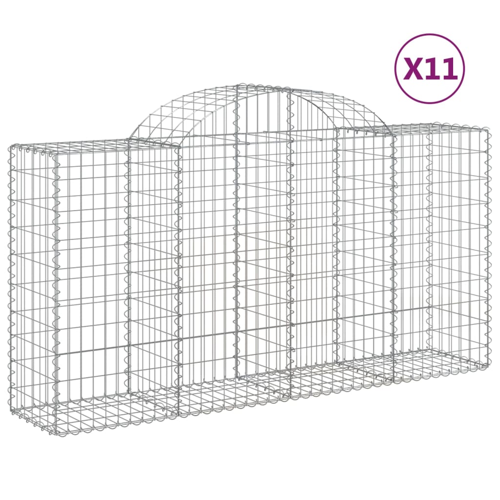 vidaXL kaarekujulised gabioonkorvid 11 tk, 200x50x100/120 cm, raud