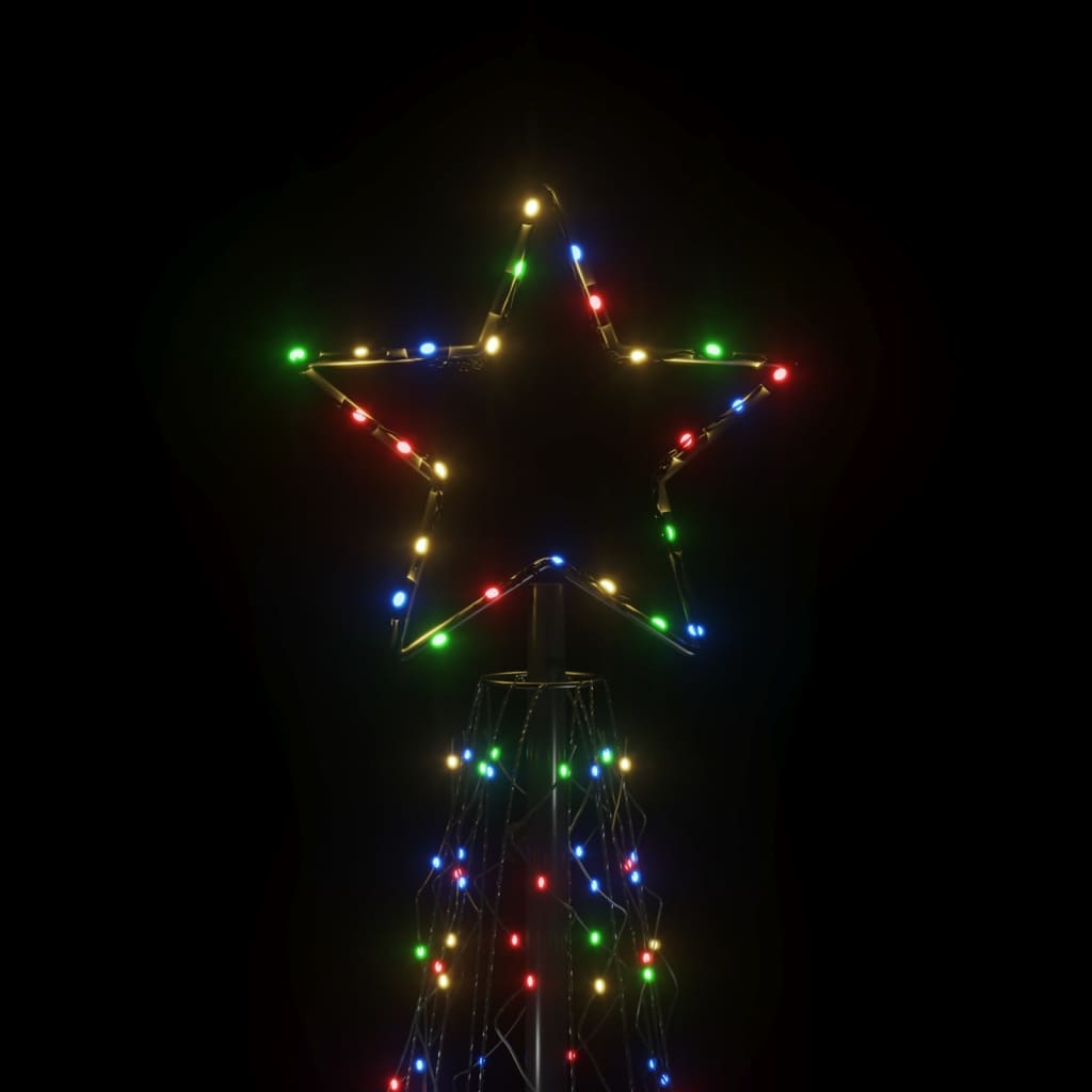 vidaXL koonusekujuline jõulupuu, värviline, 500 LEDi, 100 x 300 cm