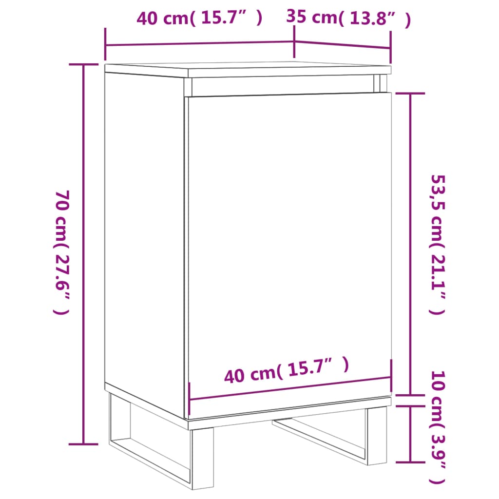 vidaXL puhvetkapid 2 tk, Sonoma tamm, 40 x 35 x 70 cm, tehispuit