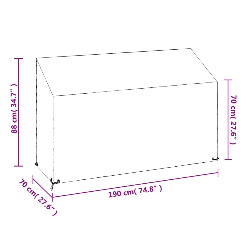 vidaXL aiakiige kate, 8 aasaga, 190 x 70 x 70/88 cm, polüetüleen