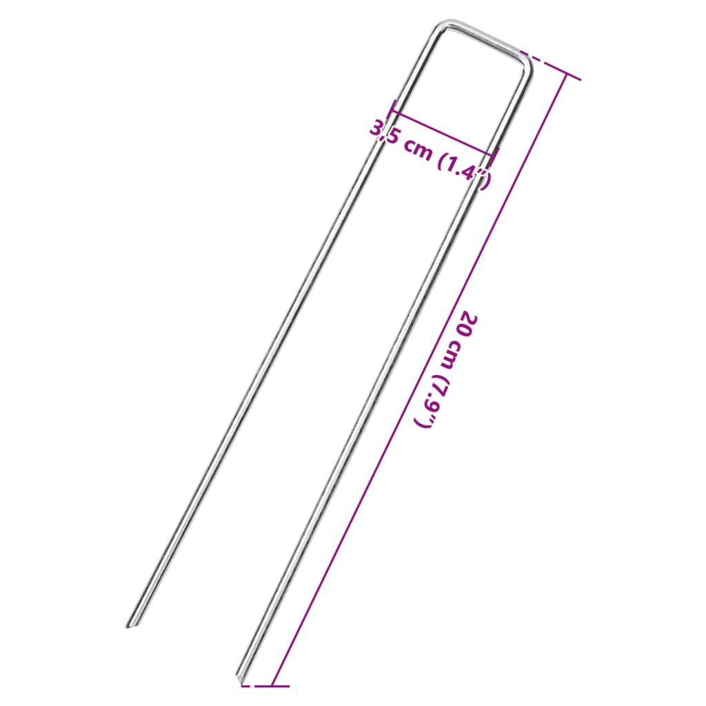 vidaXL U-kujulised maavaiad 25 tk, 20x3,5 cm, tsingitud teras