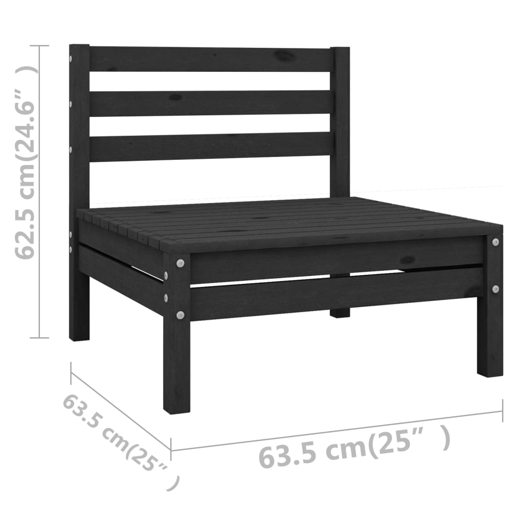 vidaXL 3-osaline aiadiivanikomplekt, must, täismännipuit