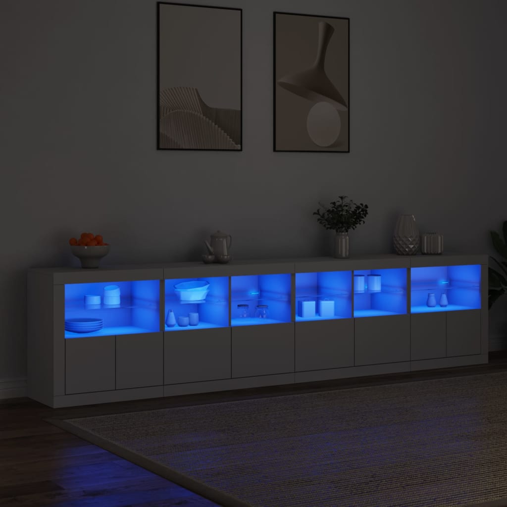 vidaXL puhvetkapp LED-tulega, valge, 283 x 37 x 67 cm