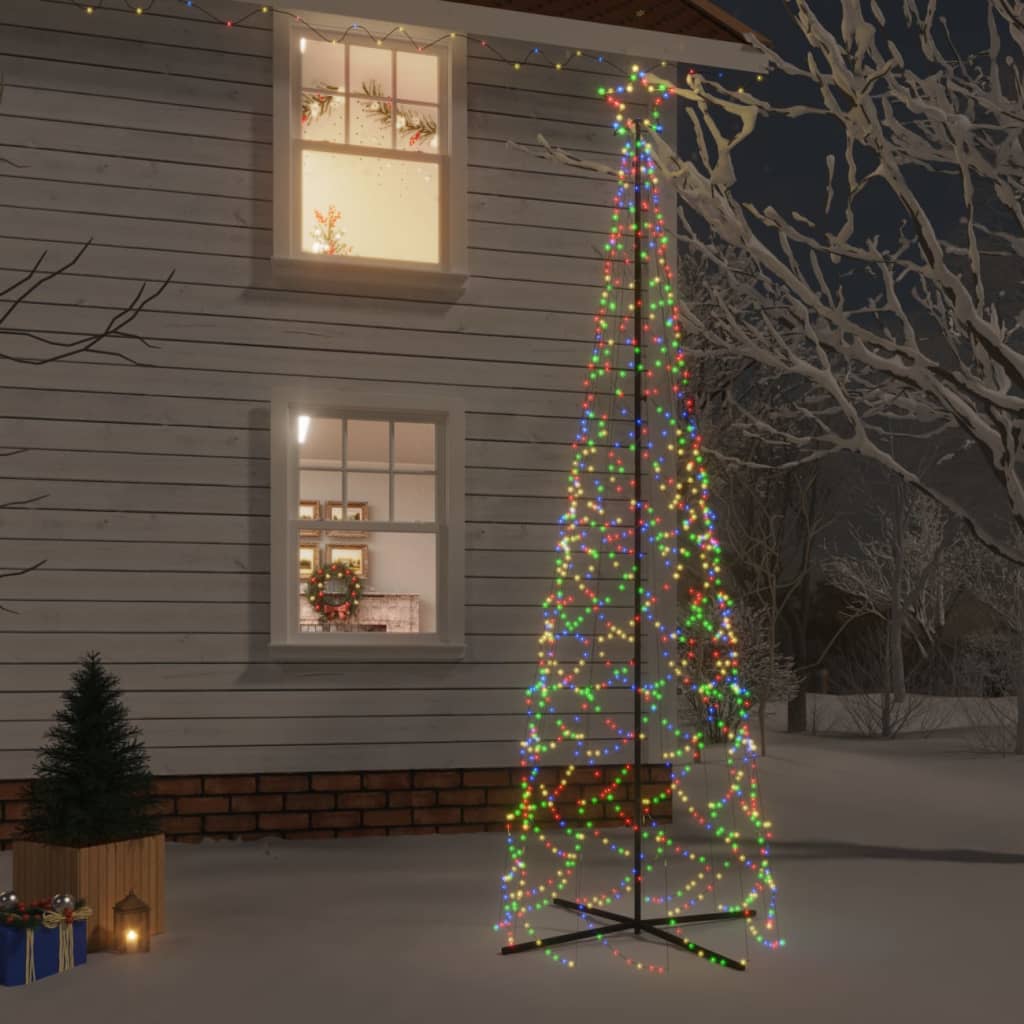 vidaXL koonusekujuline jõulupuu, värviline, 500 LEDi, 100 x 300 cm