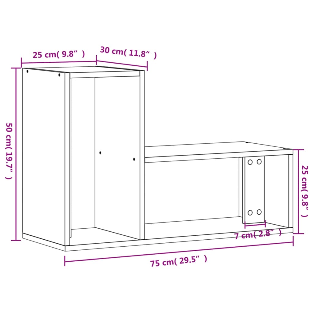 vidaXL telerikapid 2 tk, hall Sonoma tamm, 75x30x50 cm, tehispuit