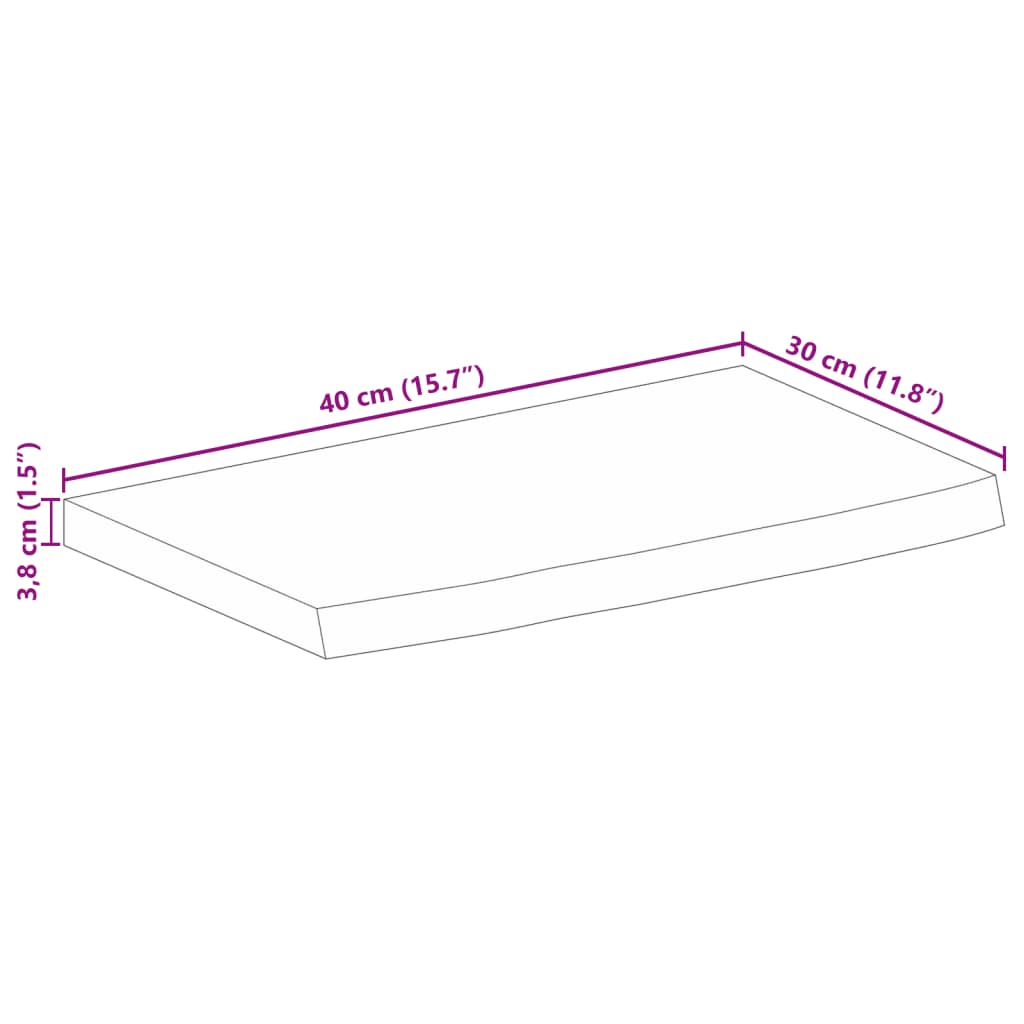 vidaXL lauaplaat, naturaalse servaga, 40x30x3,8 cm, mangopuit