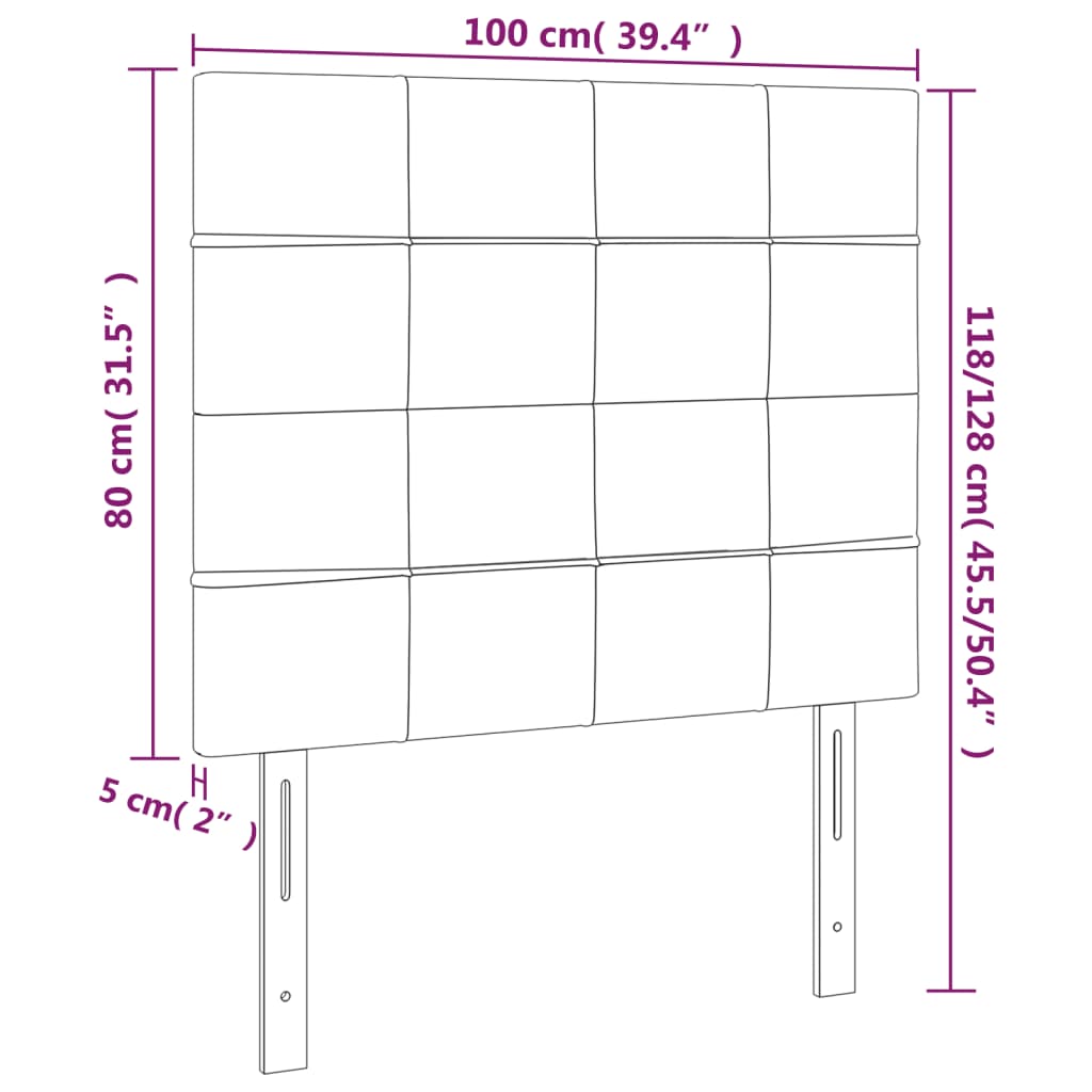 vidaXL voodipeatsid 2 tk, must, 100x5x78/88 cm, kangas