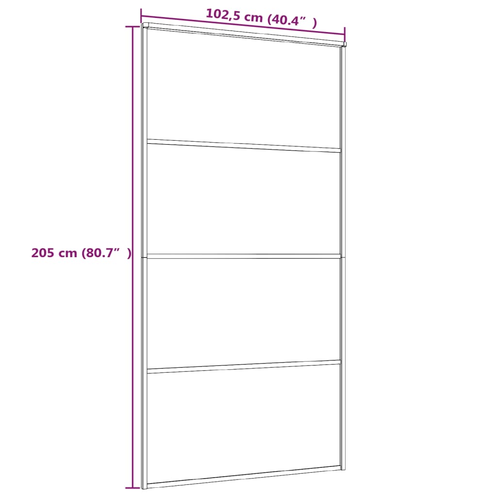 vidaXL liuguks, ESG-klaas ja alumiinium, 102,5 x 205 cm, valge