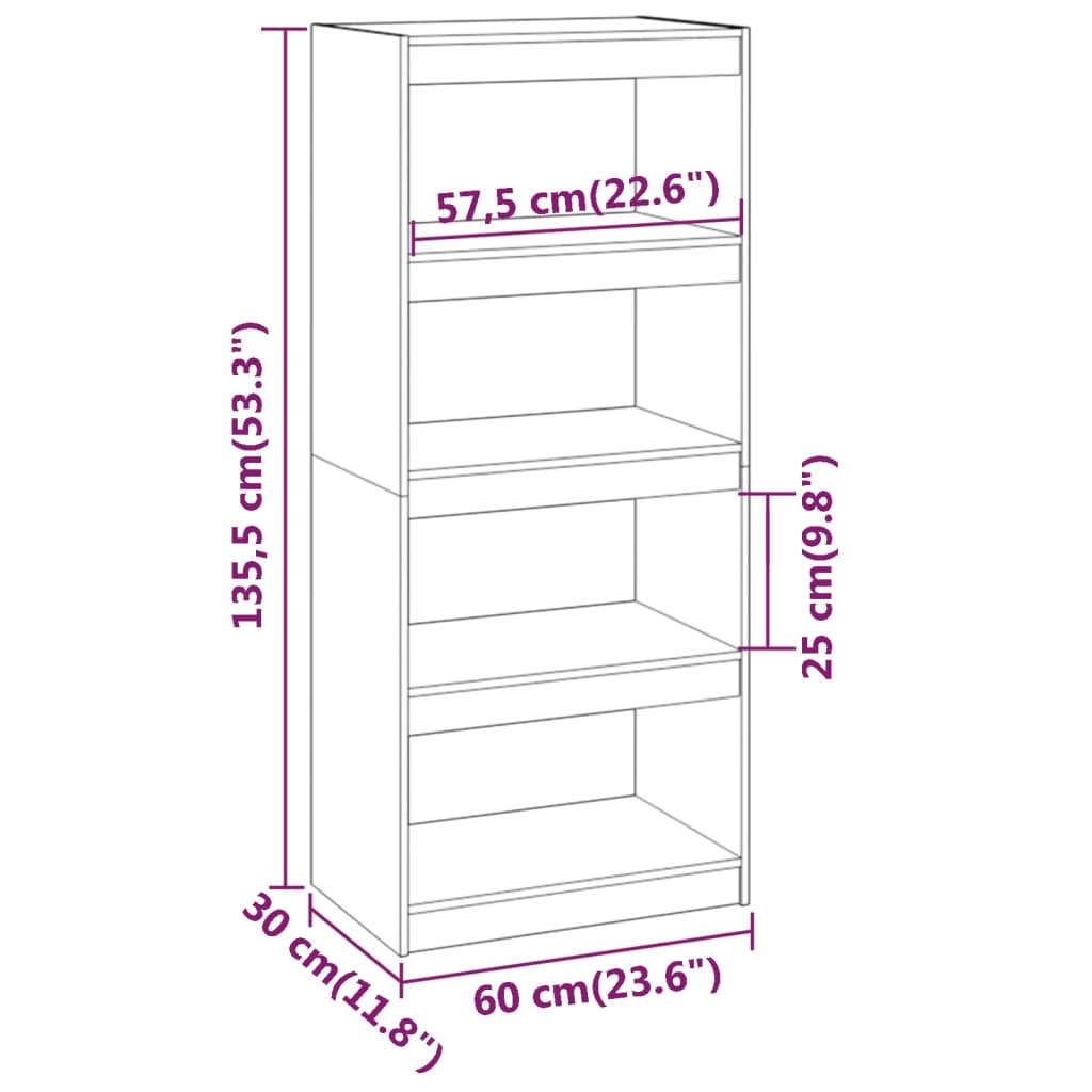 vidaXL raamaturiiul/ruumijagaja valge 60 x 30 x 135,5 cm täismännipuit