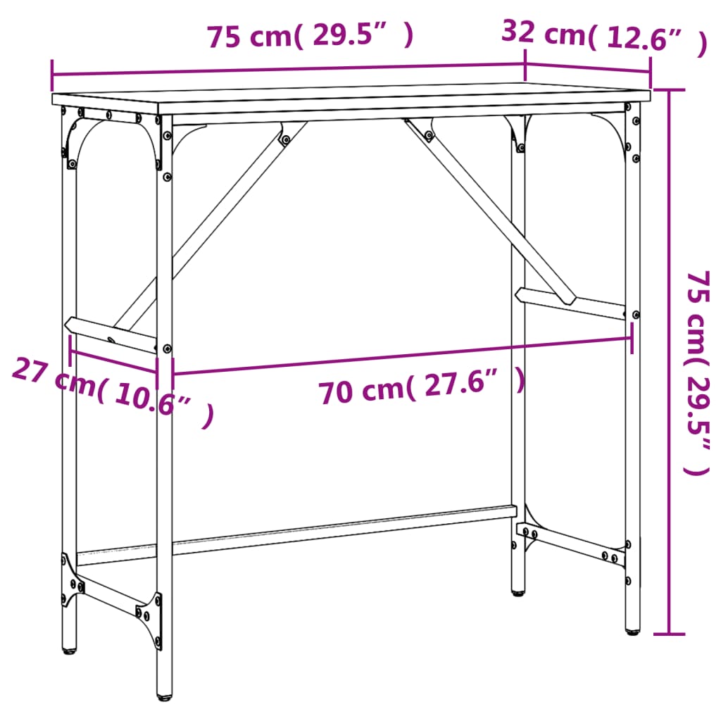 vidaXL konsoollaud, pruun tamm, 75x32x75 cm, tehispuit