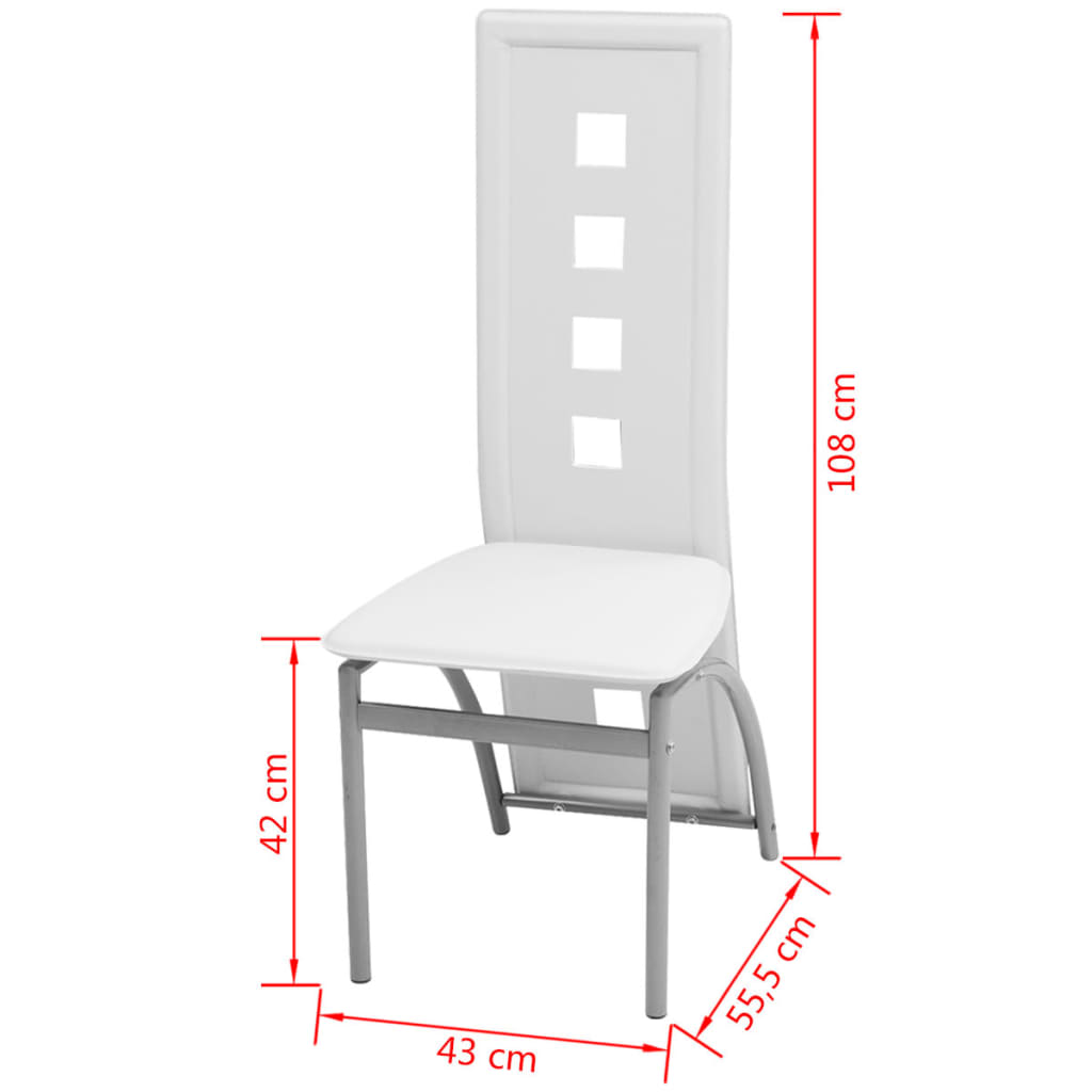 vidaXL söögitoolid 2 tk, valge, kunstnahk