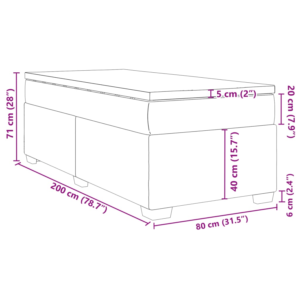 vidaXL kontinentaalvoodi madratsiga, must, 80x200 cm, samet