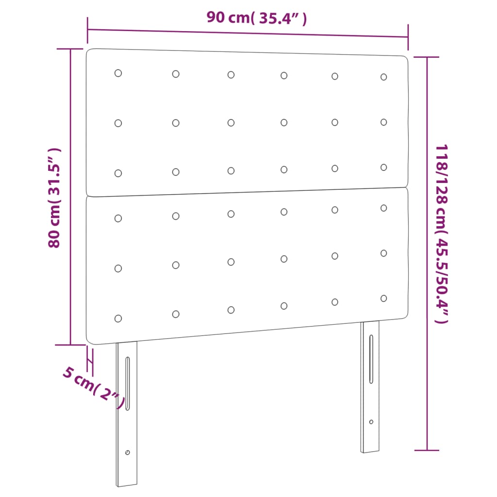 vidaXL LED-voodipeats, pruunikashall, 90x5x118/128 cm, kangas