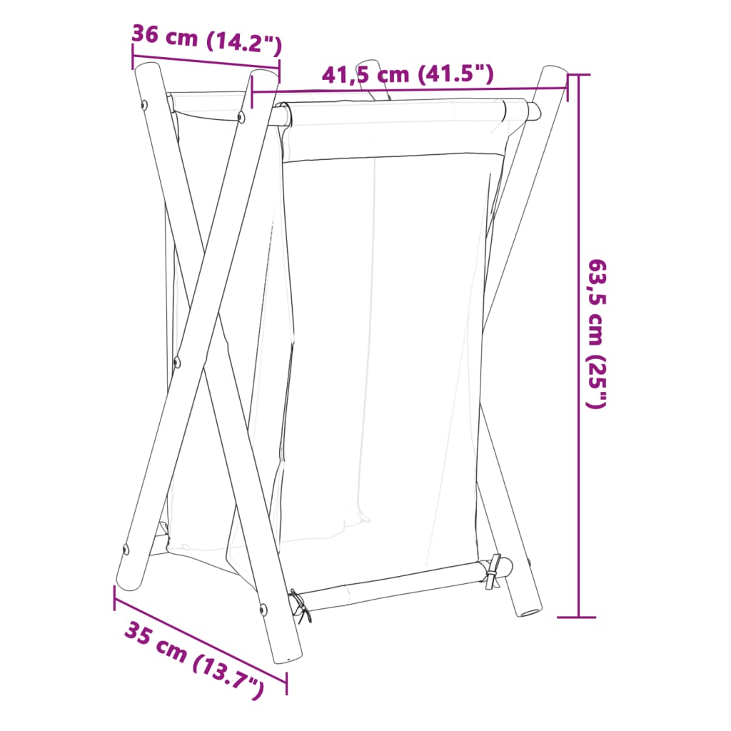 vidaXl pesukorv, kreemjasvalge, 41,5 x 36 x 63,5 cm, bambus