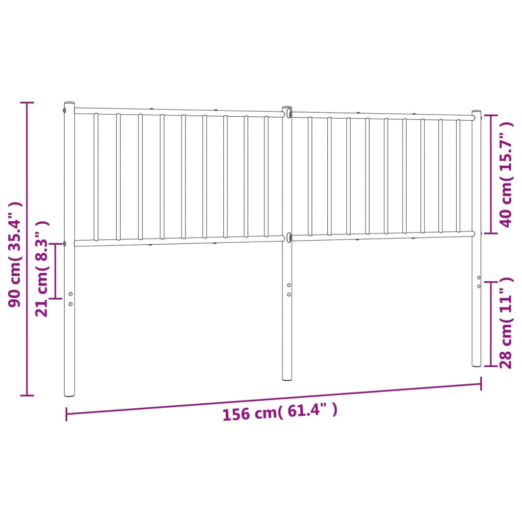 vidaXL metallist voodipeats, valge, 150 cm