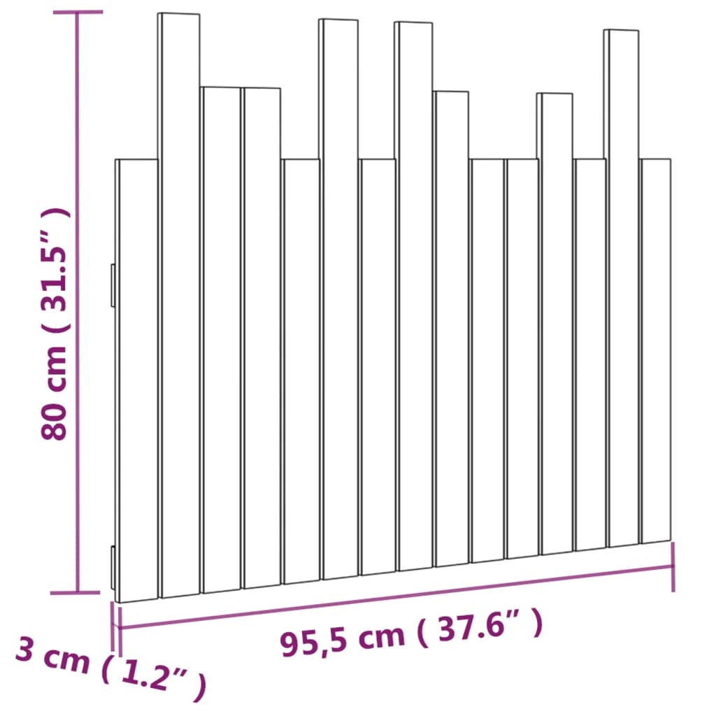 vidaXL seinale kinnitatav voodipeats, 95,5x3x80 cm, männipuit