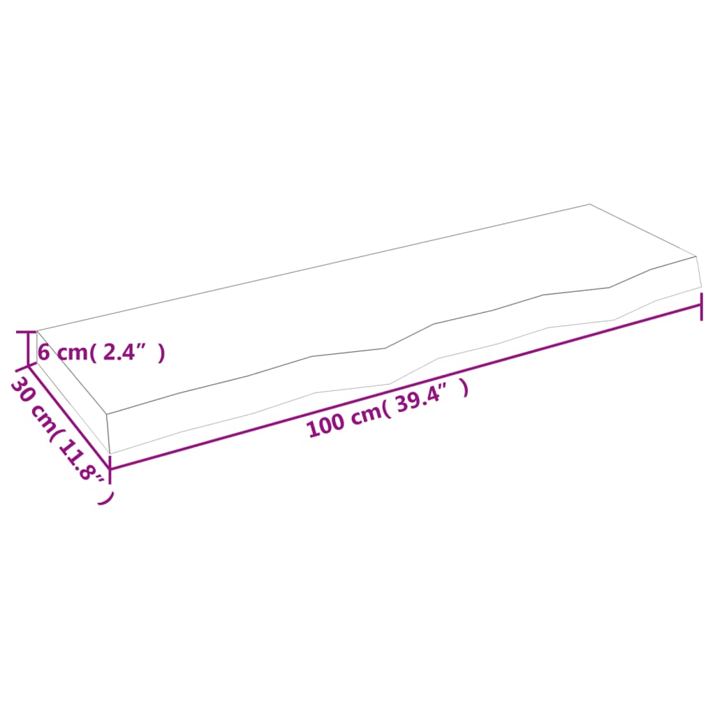 vidaXL seinariiul, tumepruun, 100x30x(2-6) cm, töödeldud tammepuit