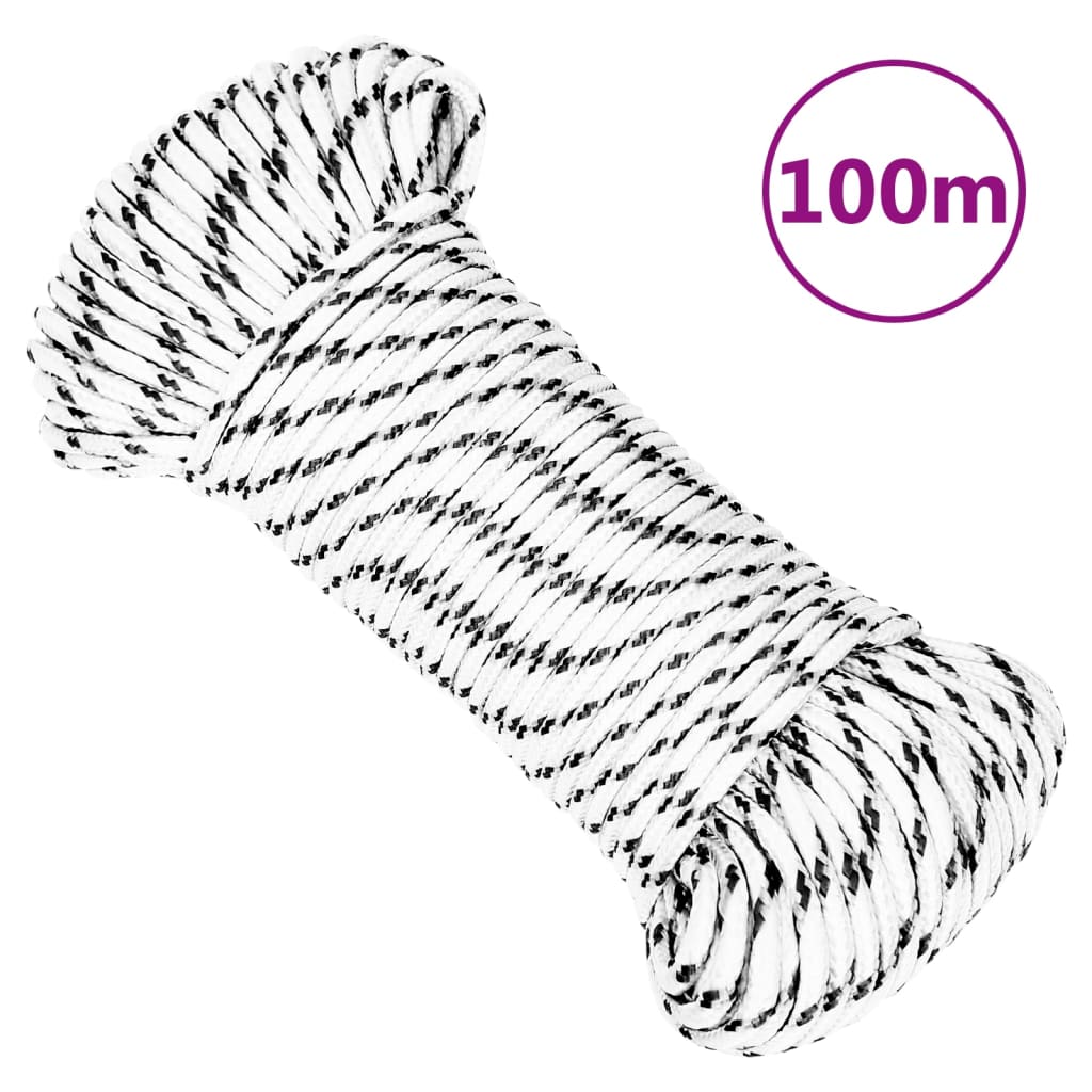 vidaXL punutud paadiköis, valge, 3 mm x 100 m polüester