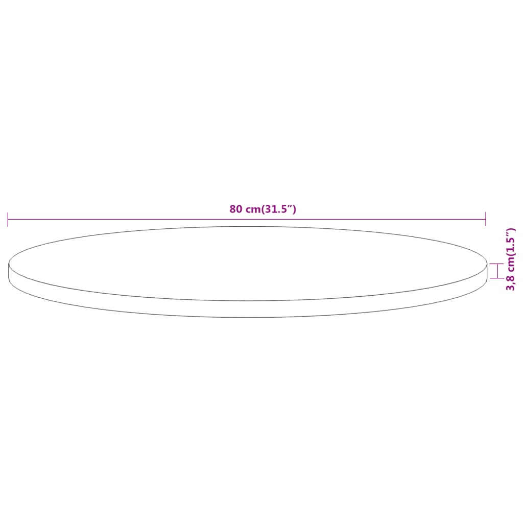 vidaXL lauaplaat, Ø80 x 3,8 cm, ümmargune, akaatsiapuit