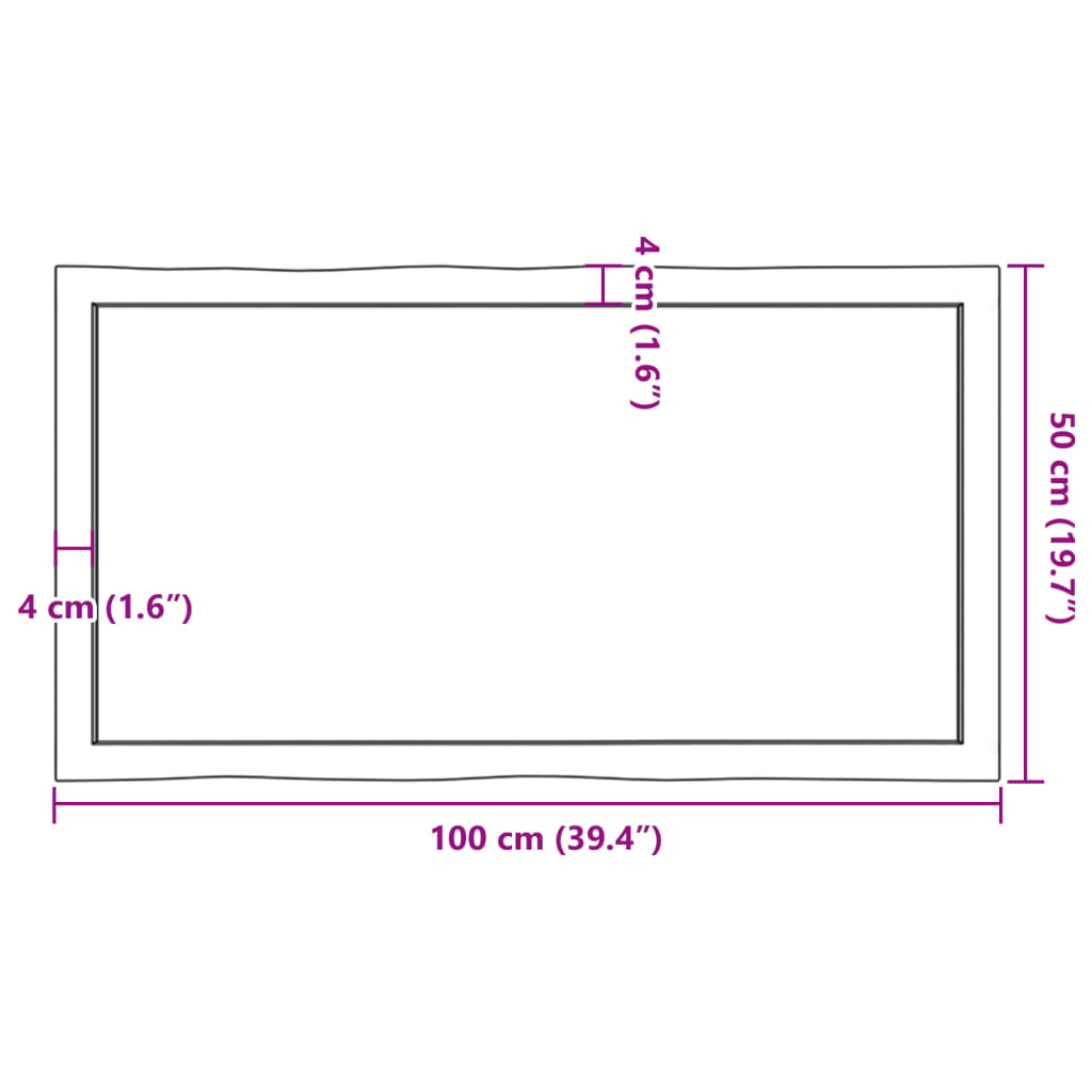 vidaXL lauaplaat, tumepruun, 100 x 50 x (2-6) cm, töödeldud täispuit