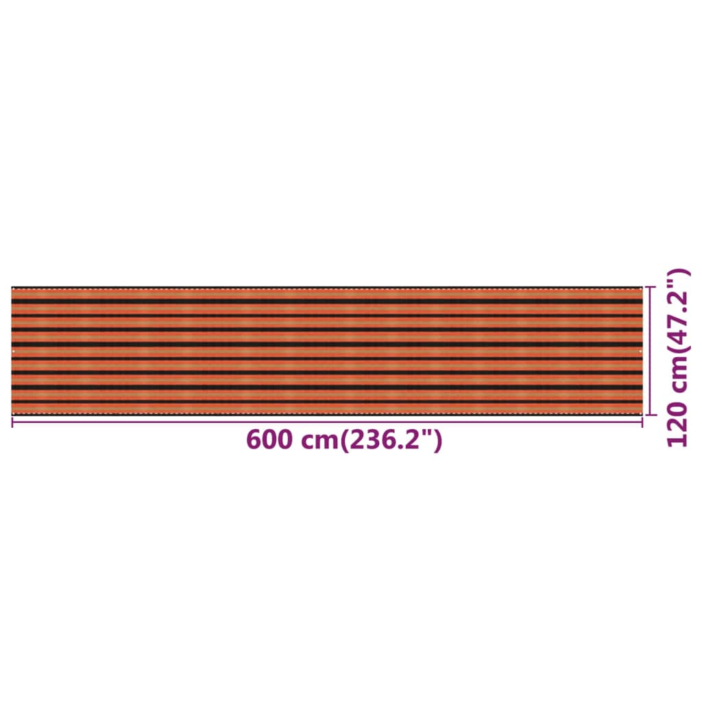 vidaXL rõdusirm, mitmevärviline, 120 x 600 cm, HDPE