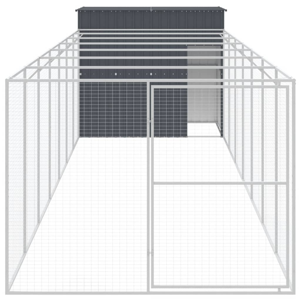 vidaXL koerakuut aedikuga, antratsiithall, 214x865x181 cm, teras