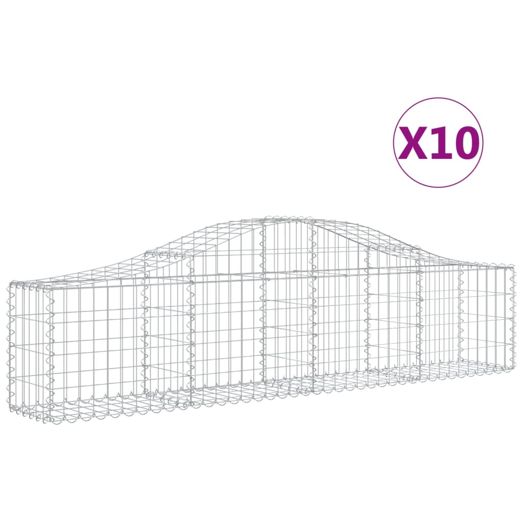 vidaXL kaarekujulised gabioonkorvid 10 tk, 200x30x40/60 cm, raud